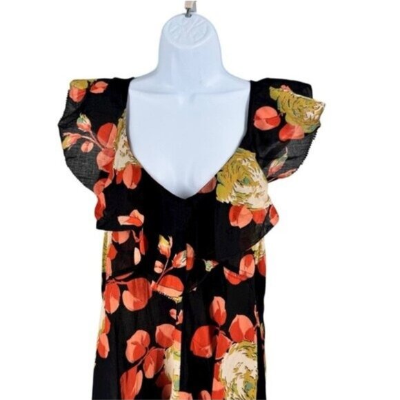 The Great NEW Cabbage Rose Print The Geranium Dress Black Floral Maxi Dress M - Picture 5 of 11
